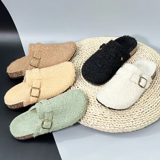 TedFlops – fluffy teddy slippers voor binnen & buiten Khaki