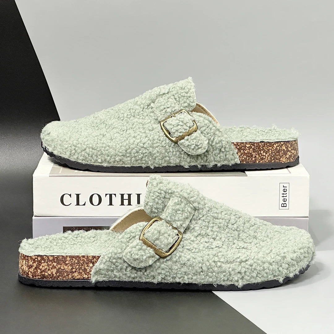 TedFlops – fluffy teddy slippers voor binnen & buiten Groen