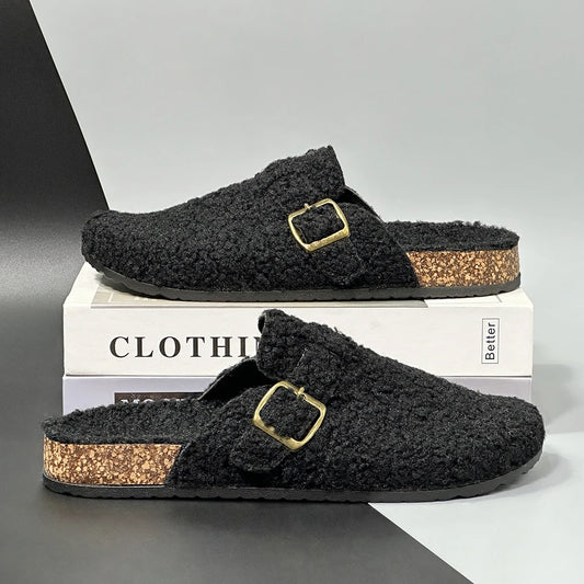 TedFlops – fluffy teddy slippers voor binnen & buiten Zwart