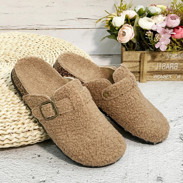 TedFlops – fluffy teddy slippers voor binnen & buiten Khaki